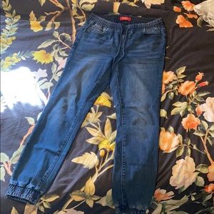 Guess stretch waist jean joggers elastic ankles
